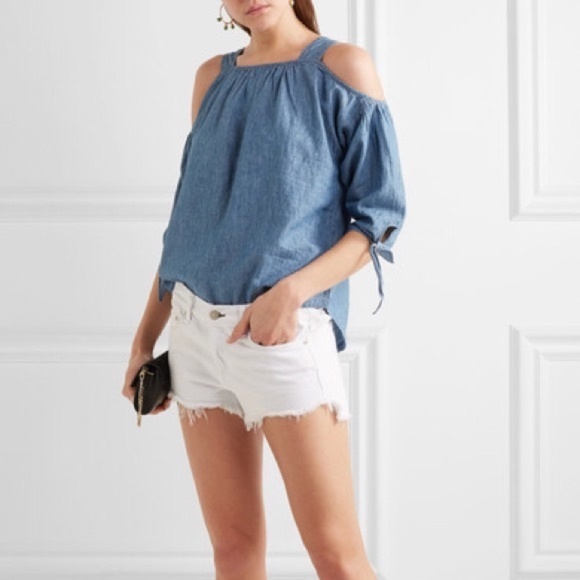 shoulder out Linen Denim top by Madewell Medium - Picture 1 of 6